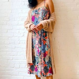 Anthropologie Deva Plisse Slip Midi Dress in Floral Print in XS-Petite